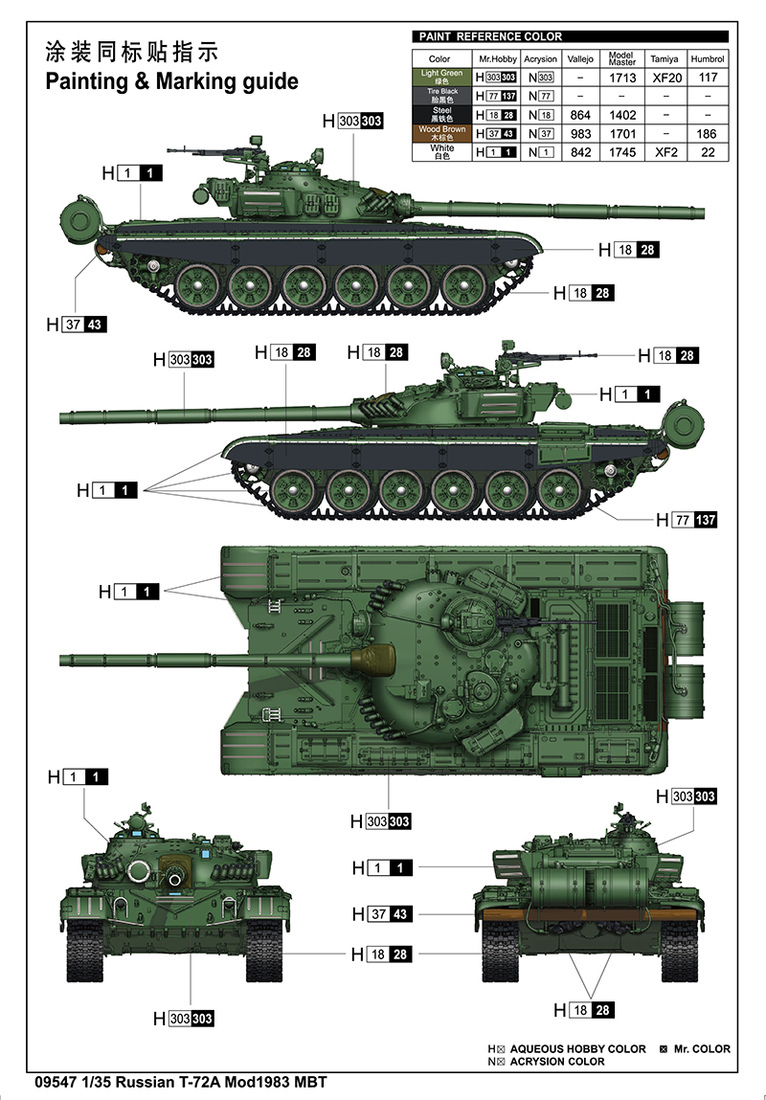 俄罗斯T-72A Mod1983主战坦克 