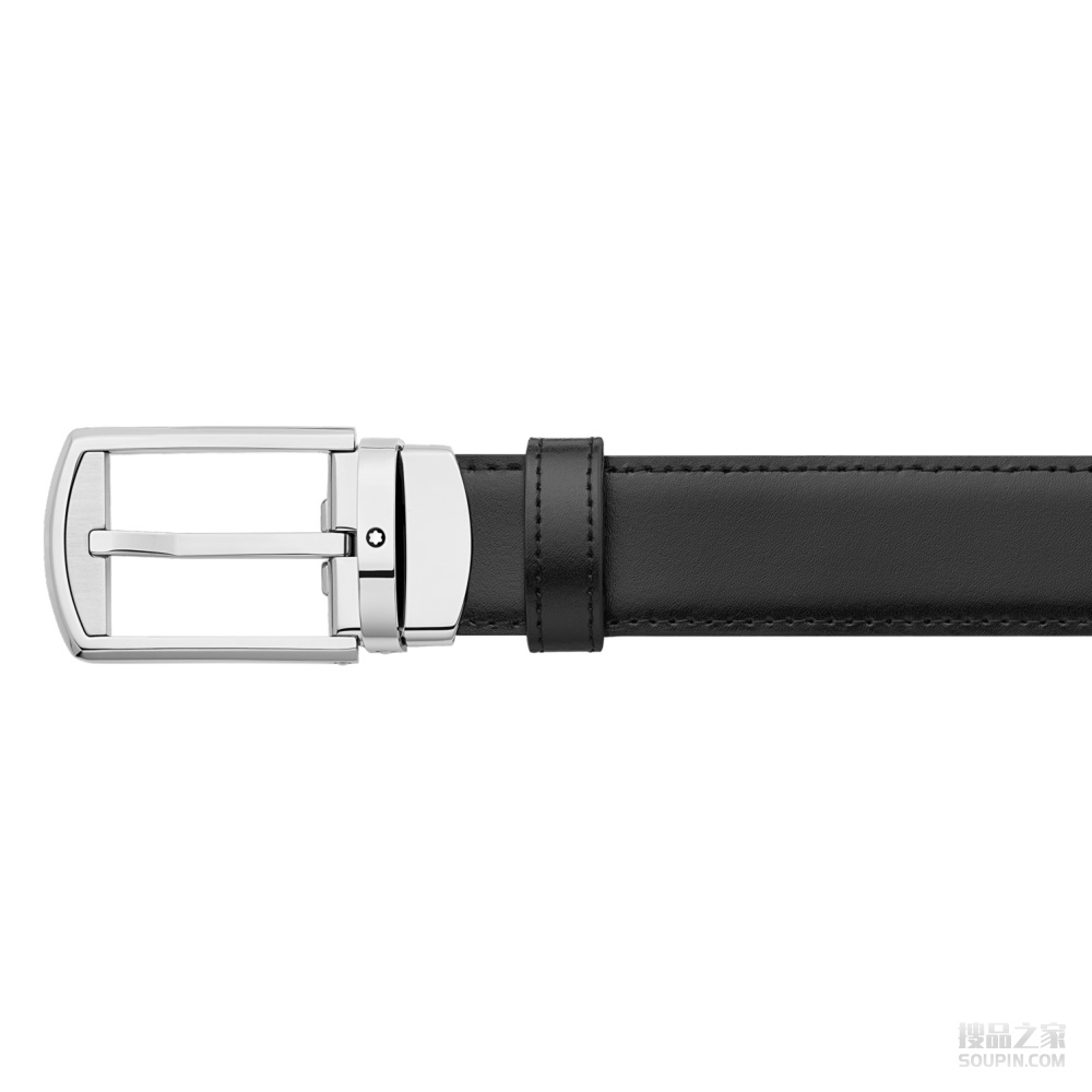 矩形圆角闪亮及哑光镀钯针式带扣皮带
