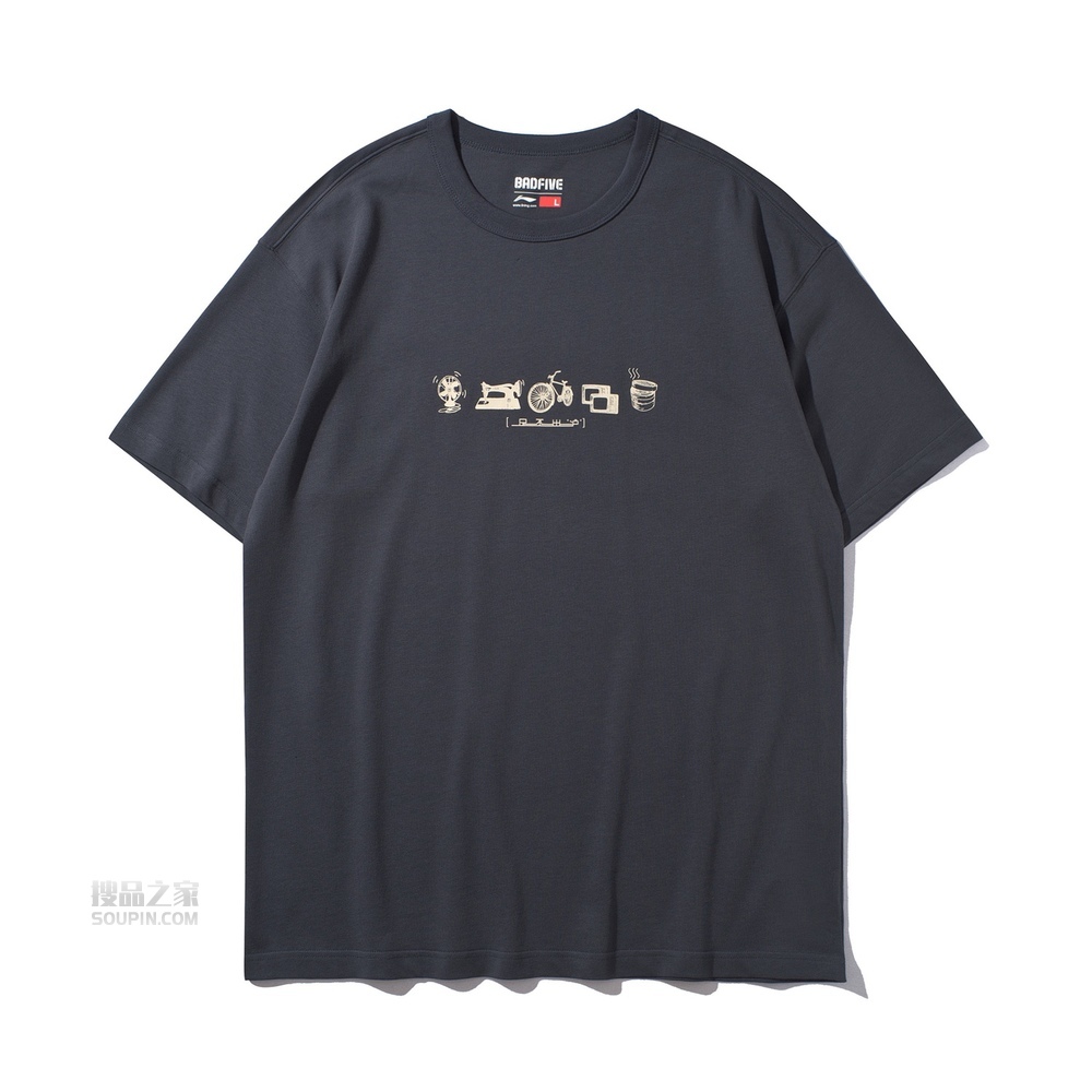 BAD FIVE足不出户系列男子宽松短袖文化衫