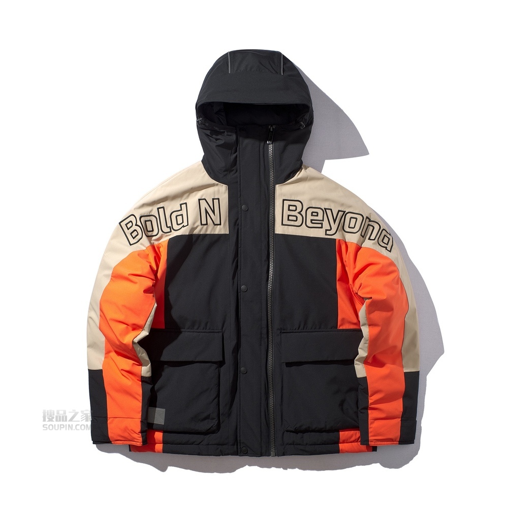 LNG宽松80%白鸭绒拼接短羽绒服