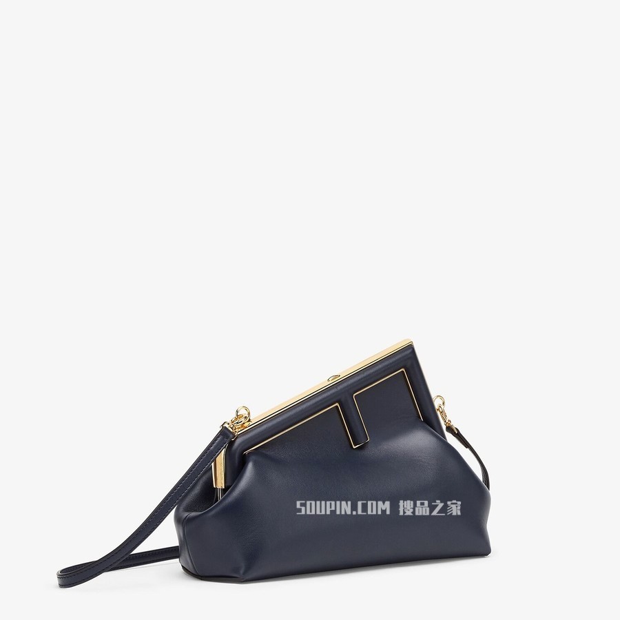 FENDI FIRST小号手袋 深蓝色皮革手袋