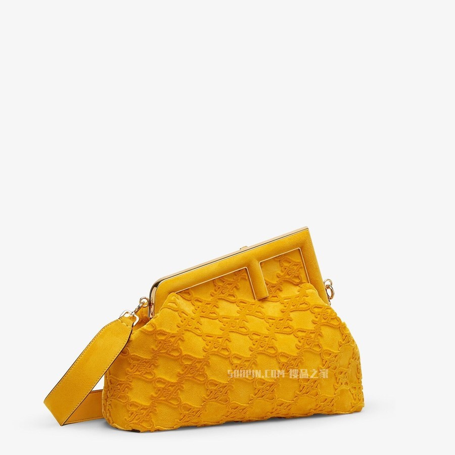 FENDI FIRST中号手袋 黄色麂皮手袋