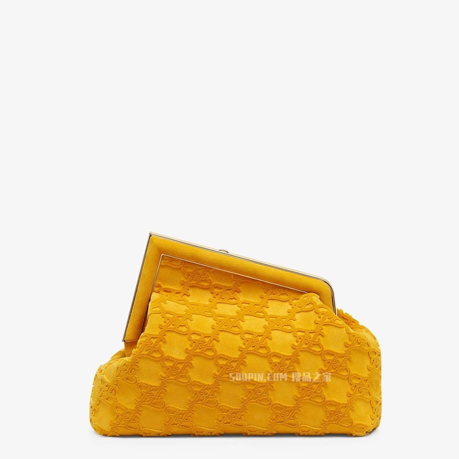 FENDI FIRST中号手袋 黄色麂皮手袋
