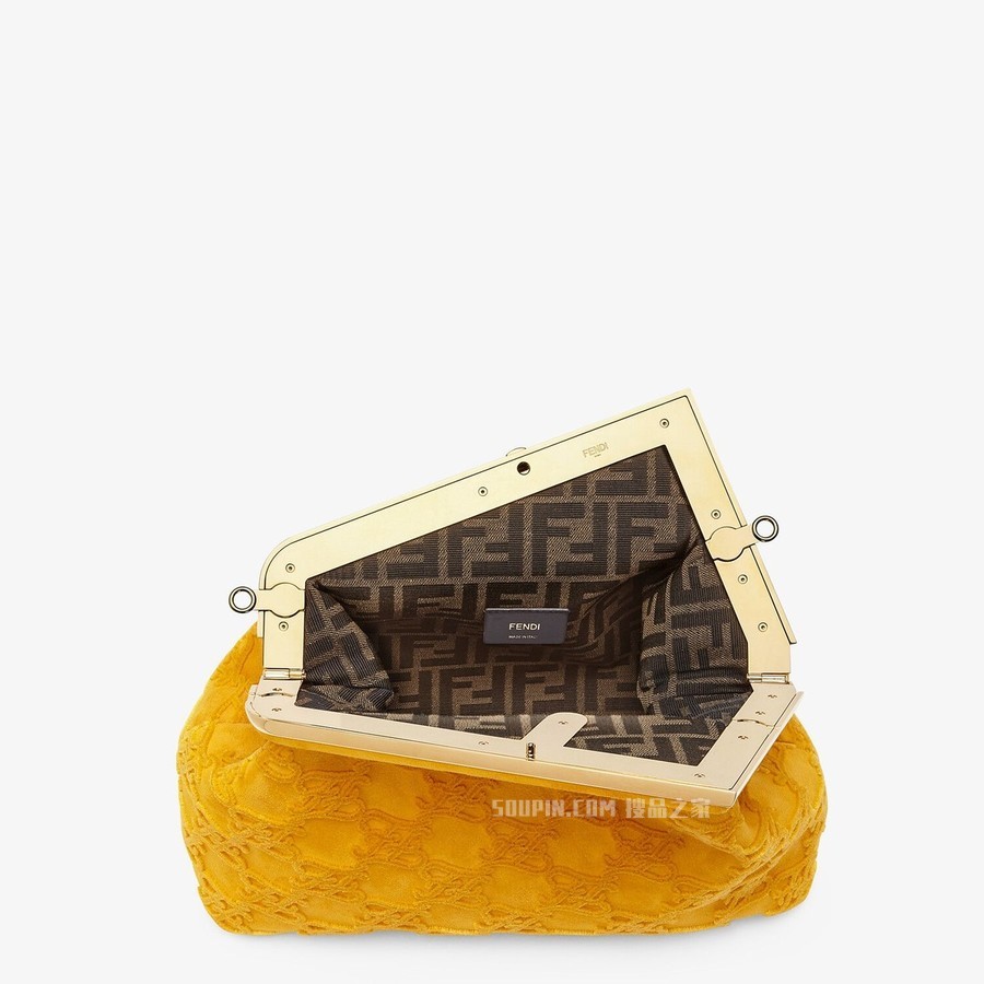 FENDI FIRST中号手袋 黄色麂皮手袋