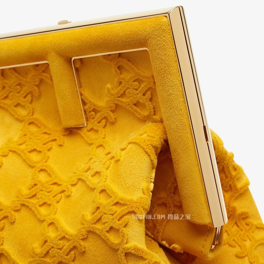 FENDI FIRST中号手袋 黄色麂皮手袋