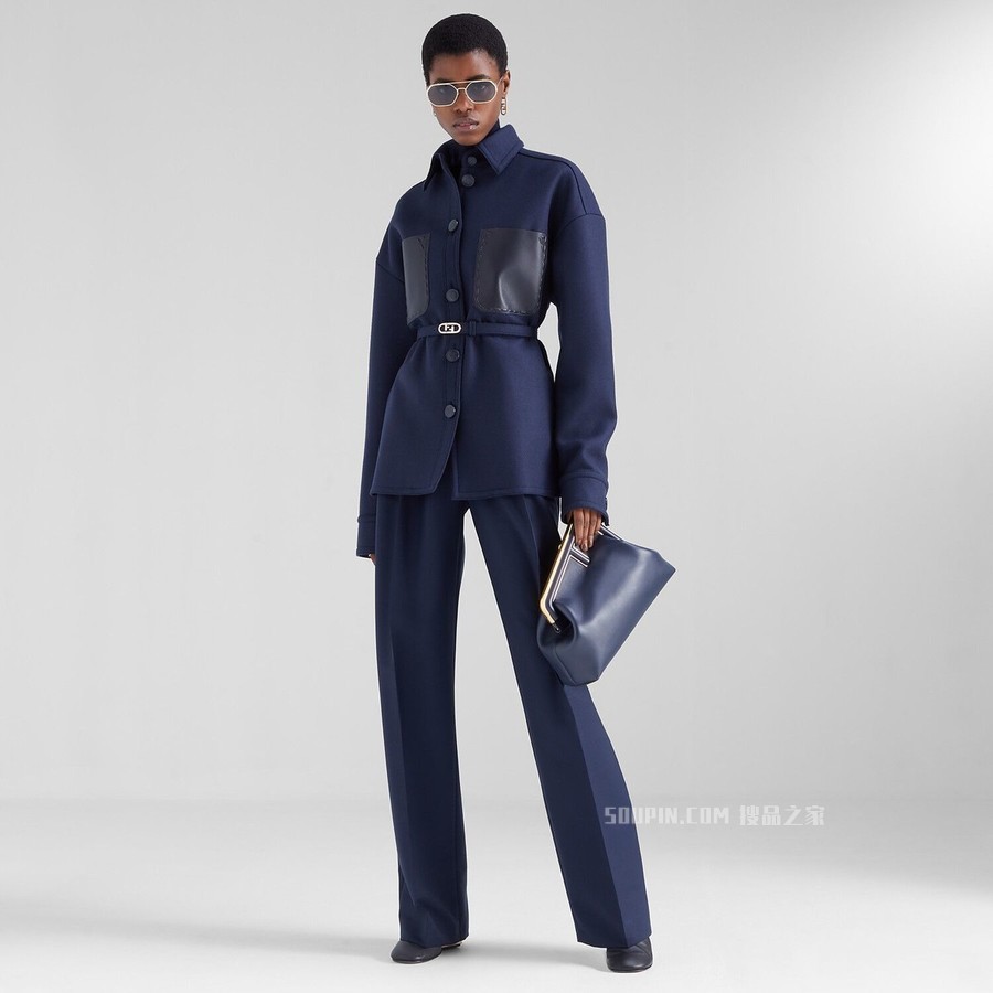 FENDI FIRST中号手袋 深蓝色皮革手袋