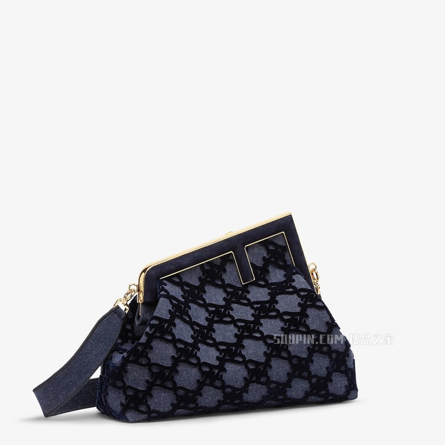 FENDI FIRST中号手袋 蓝色牛仔手袋