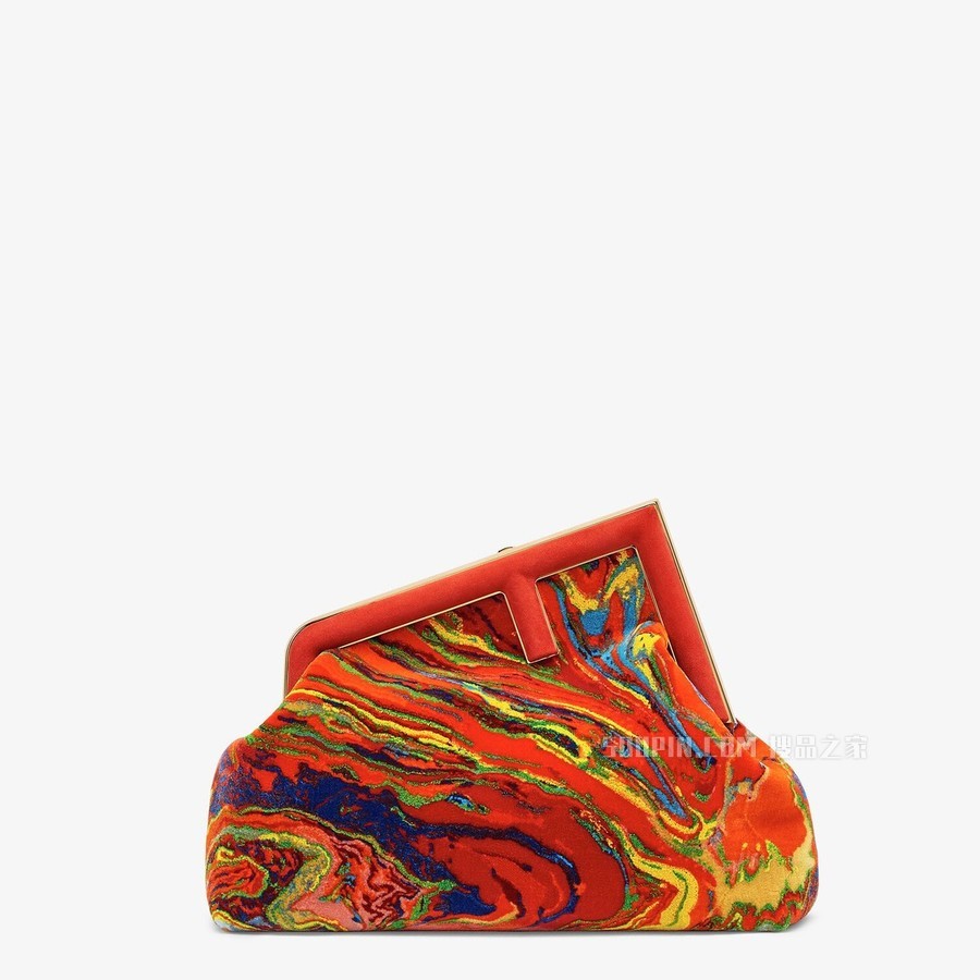 FENDI FIRST中号手袋 红色大理石纹布料手袋