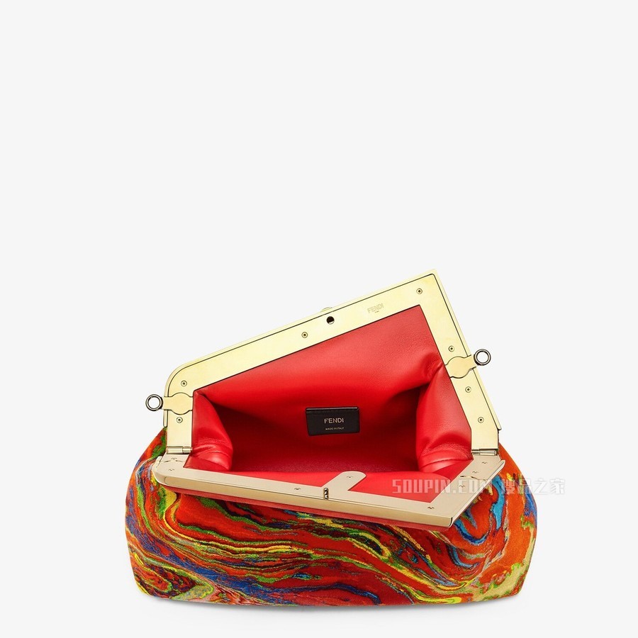 FENDI FIRST中号手袋 红色大理石纹布料手袋