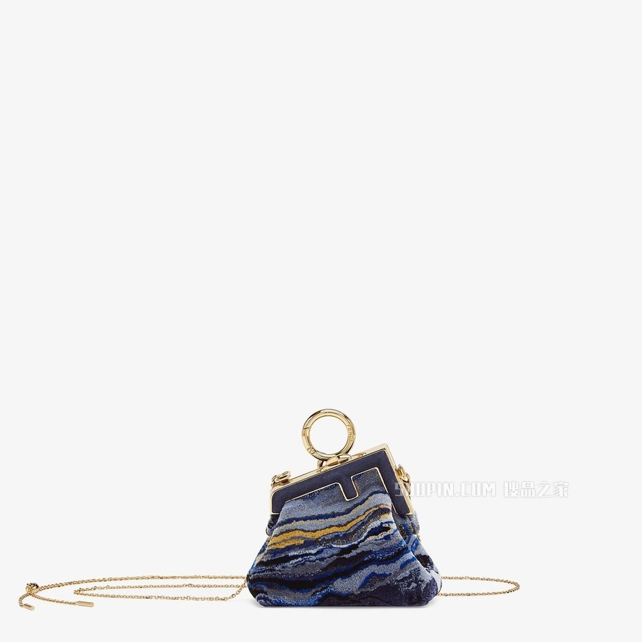 FENDI FIRST吊饰NANO版 蓝色布料吊饰