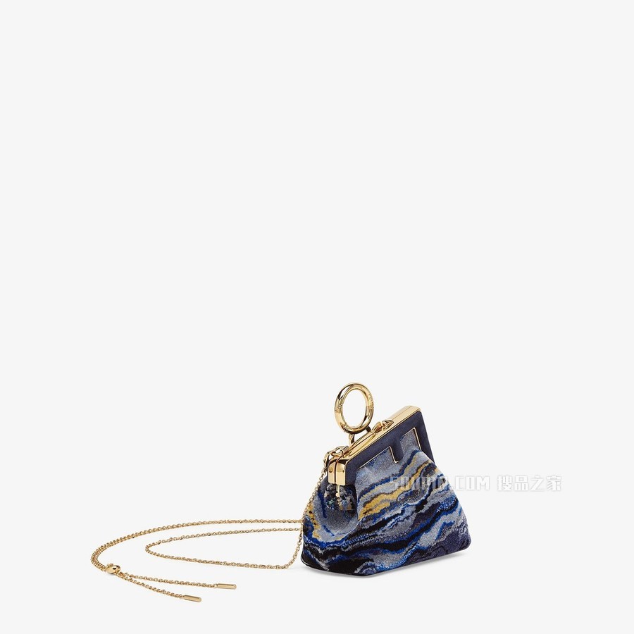 FENDI FIRST吊饰NANO版 蓝色布料吊饰
