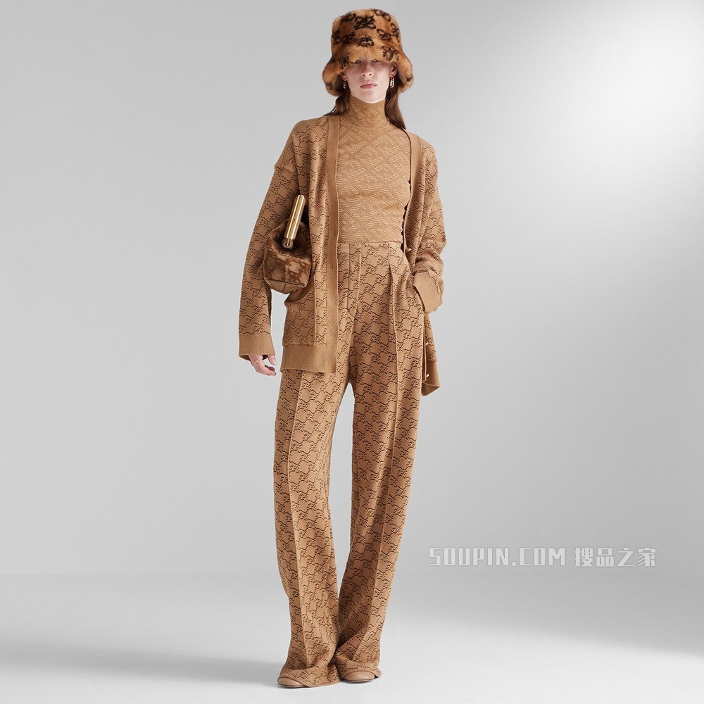 FENDI FIRST中号手袋 棕色麂皮手袋