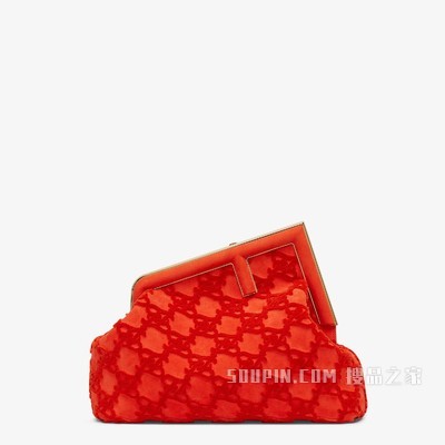 FENDI FIRST中号手袋 红色麂皮手袋
