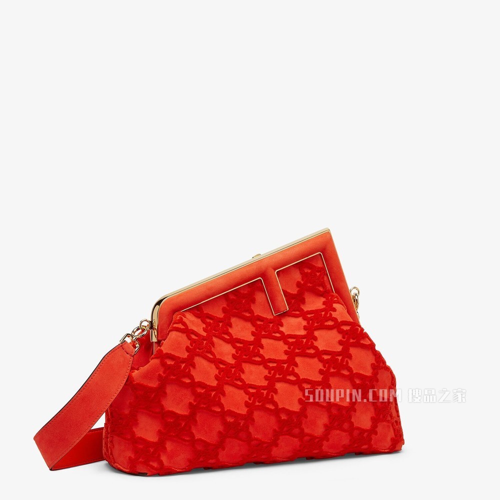 FENDI FIRST中号手袋 红色麂皮手袋