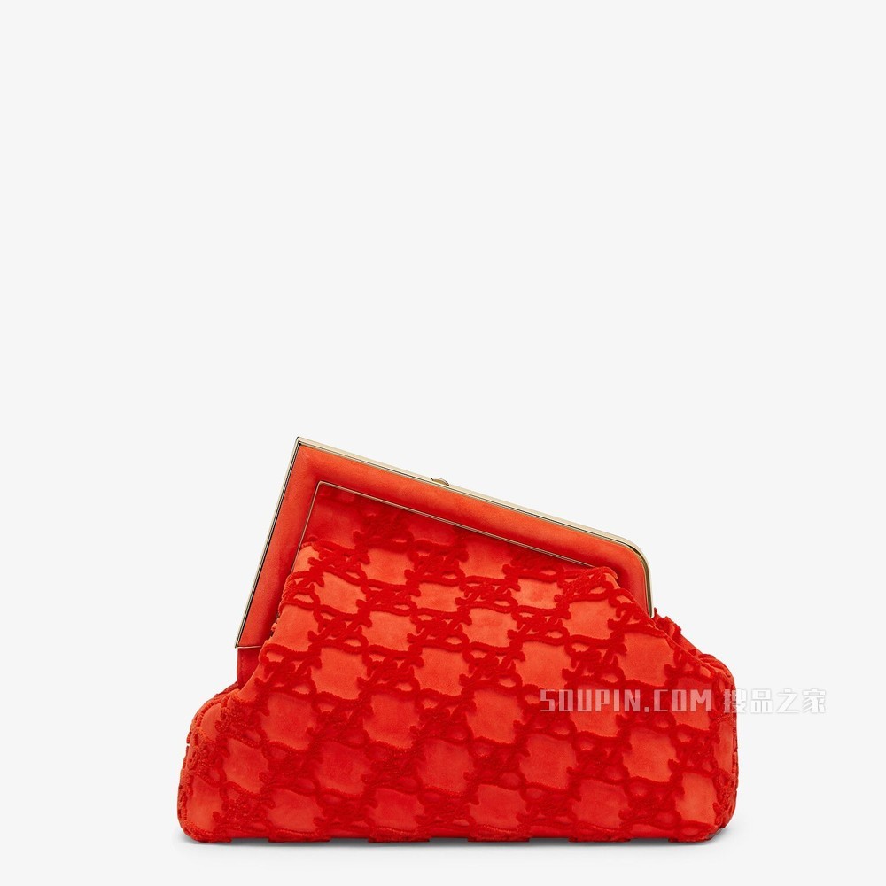 FENDI FIRST中号手袋 红色麂皮手袋