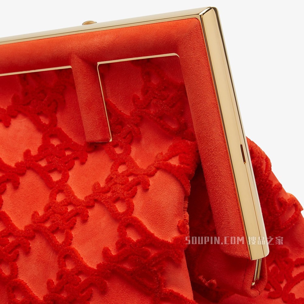 FENDI FIRST中号手袋 红色麂皮手袋