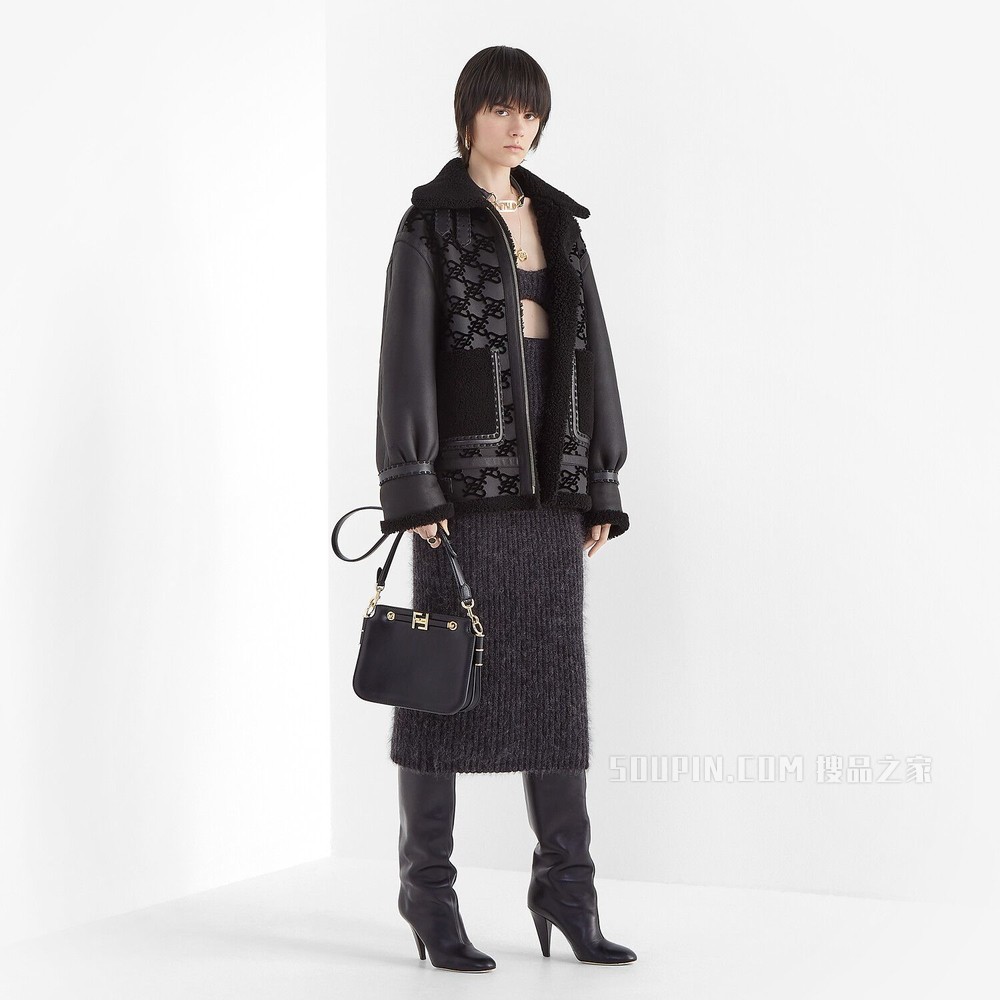 FENDI TOUCH 黑色皮革手袋