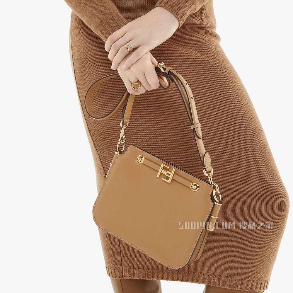 FENDI TOUCH 米色皮革手袋