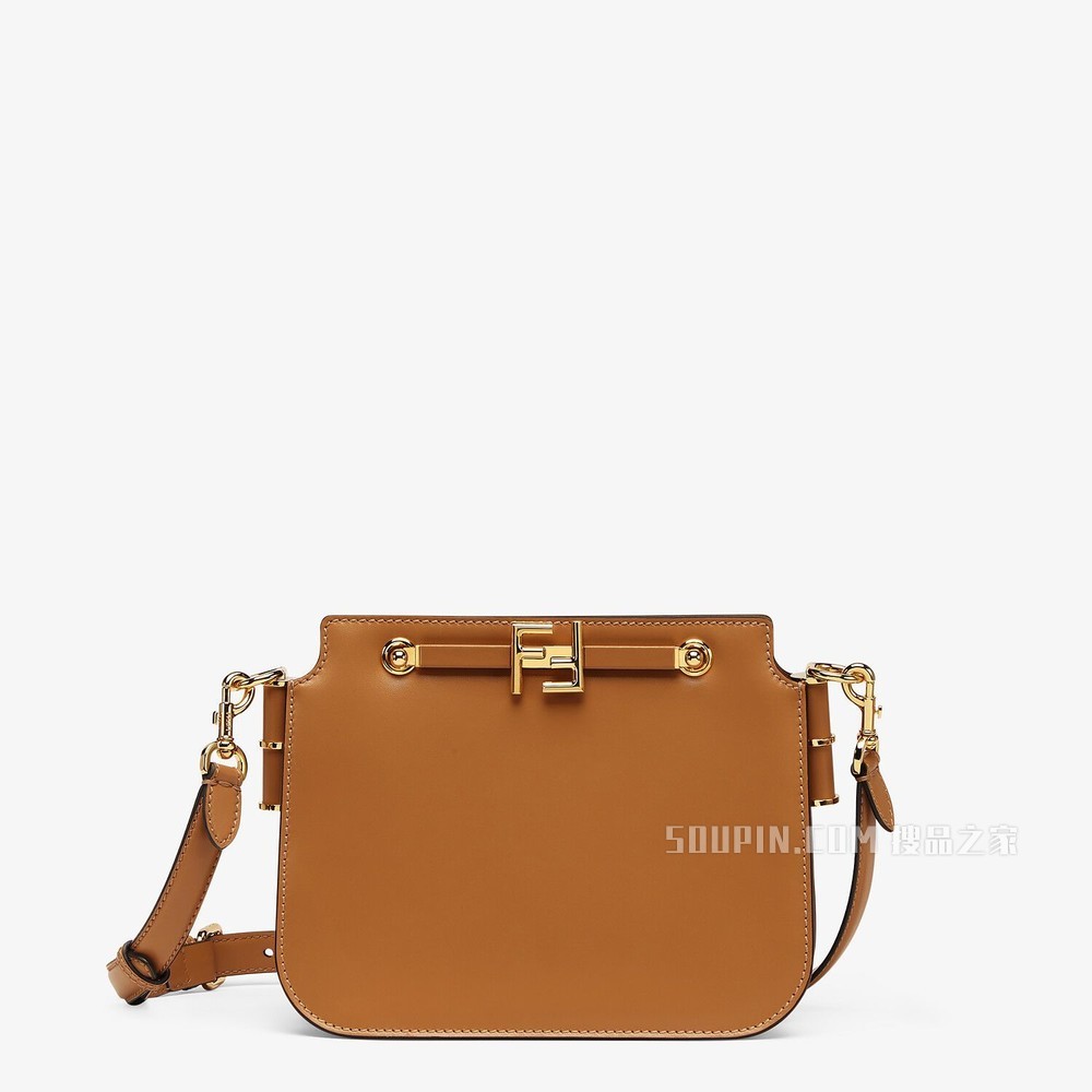 FENDI TOUCH 棕色皮革手袋