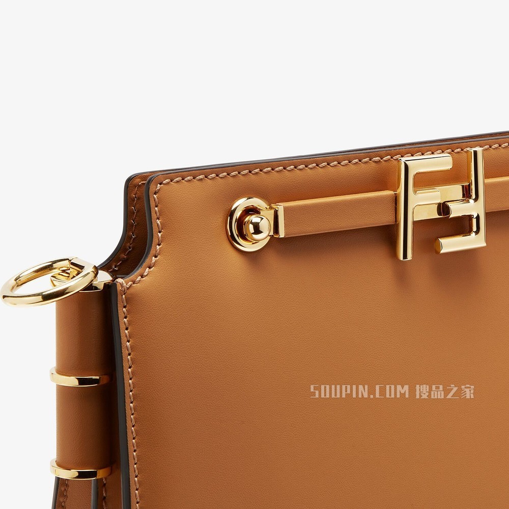 FENDI TOUCH 棕色皮革手袋