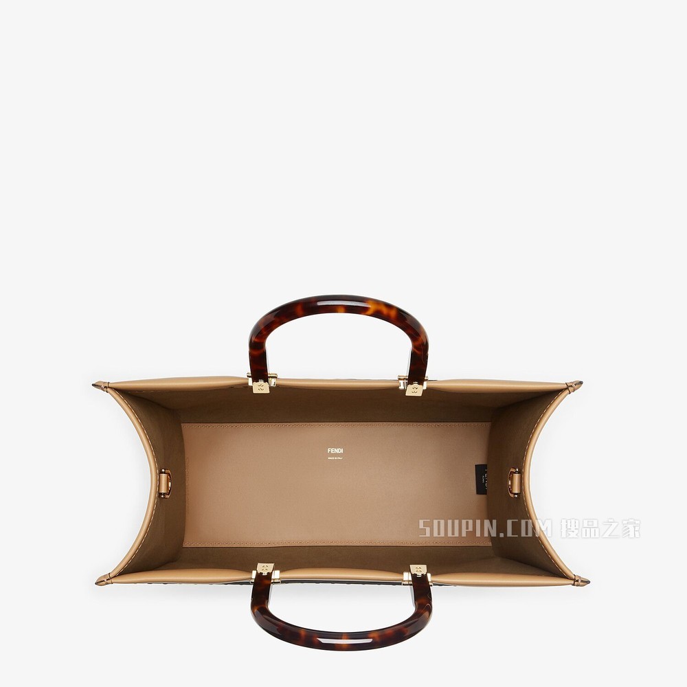 FENDI SUNSHINE中号手提袋 米色皮革手提袋