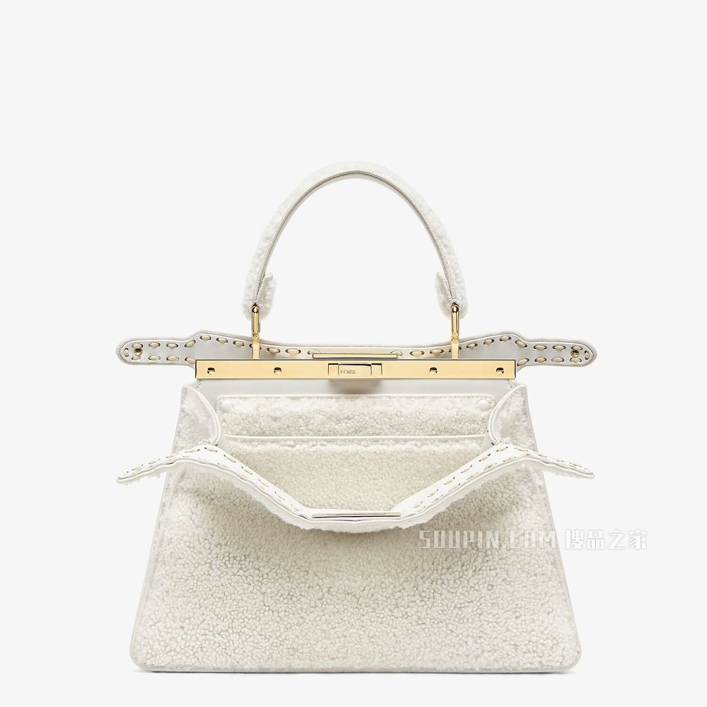 PEEKABOO ISEEU中号手袋 白色羊皮手袋