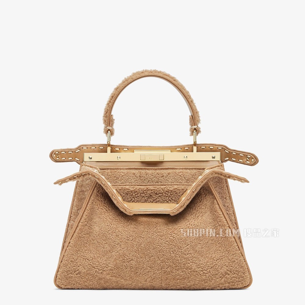 PEEKABOO ISEEU中号手袋 米色羊皮手袋