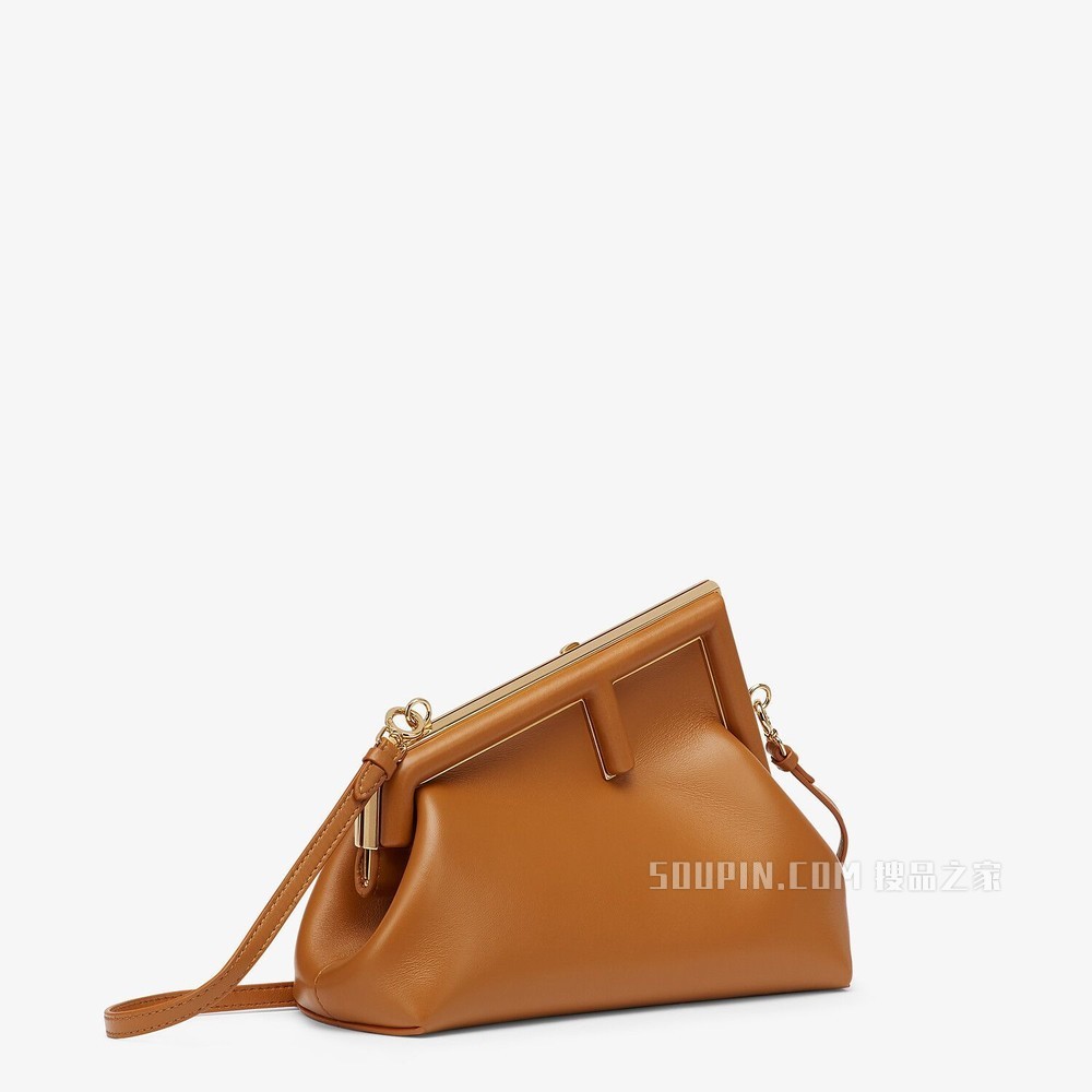 FENDI FIRST小号手袋 棕色皮革手袋