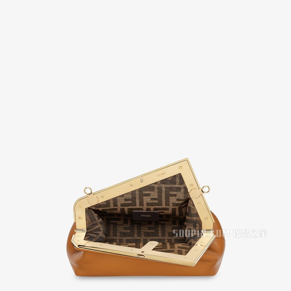 FENDI FIRST小号手袋 棕色皮革手袋