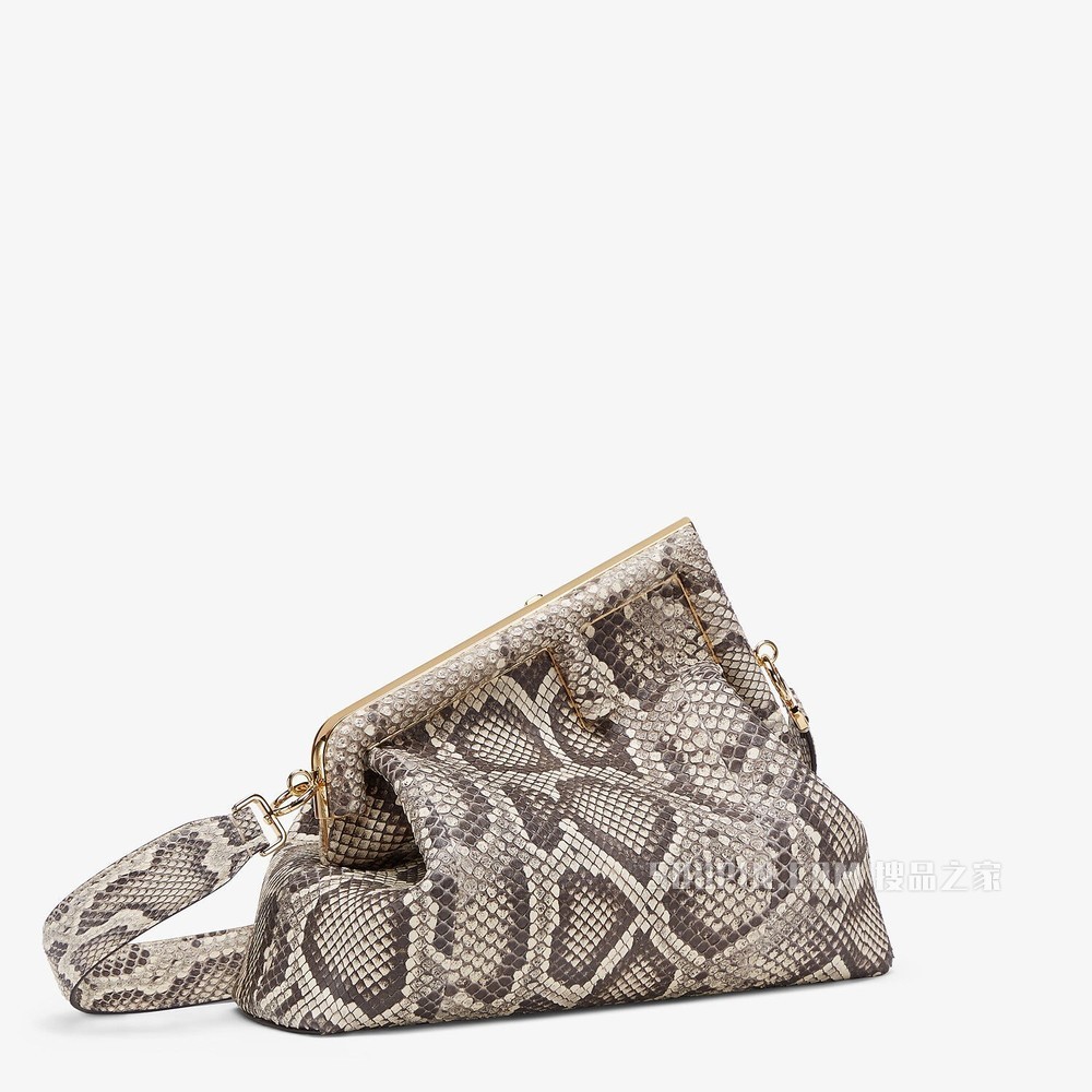 FENDI FIRST中号手袋 白色蟒蛇皮手袋