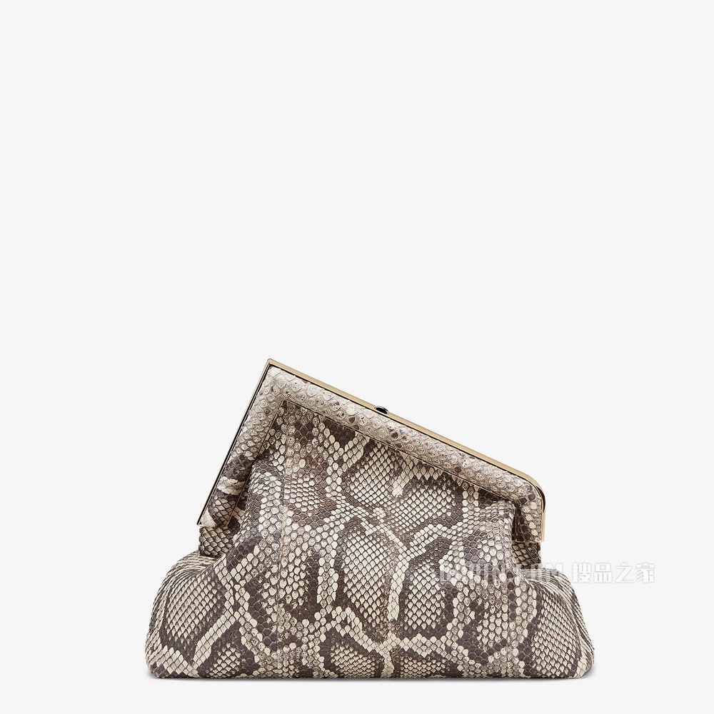 FENDI FIRST中号手袋 白色蟒蛇皮手袋