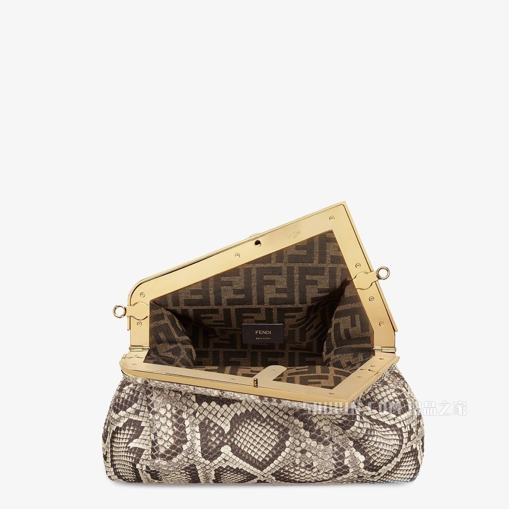 FENDI FIRST中号手袋 白色蟒蛇皮手袋