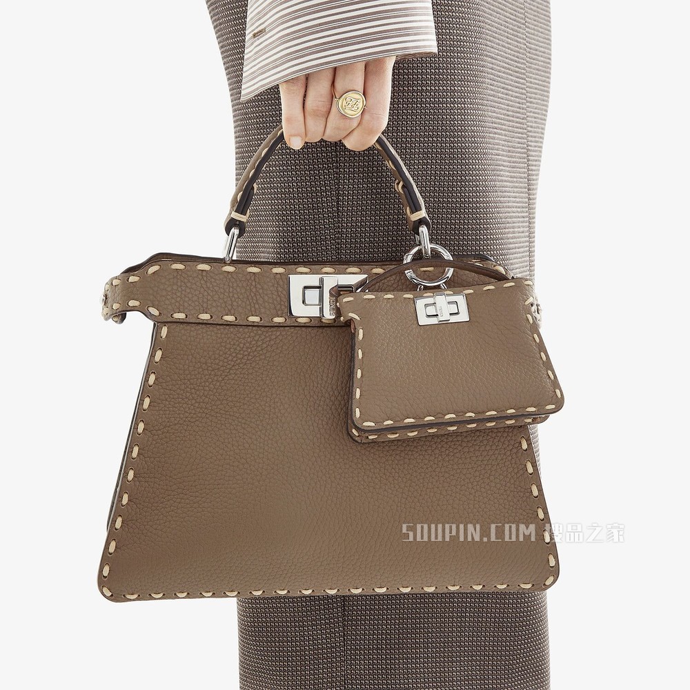 PEEKABOO ISEEU小号手袋 灰色全粒面皮革手袋