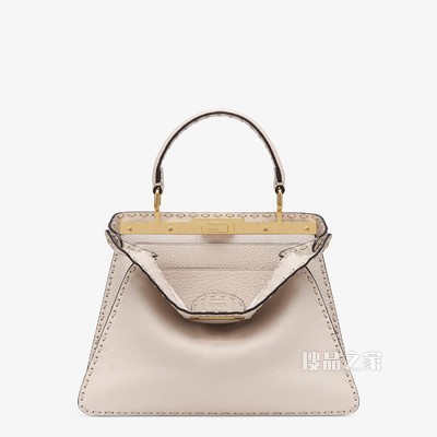 PEEKABOO ISEEU中号手袋 白色全粒面皮革手袋