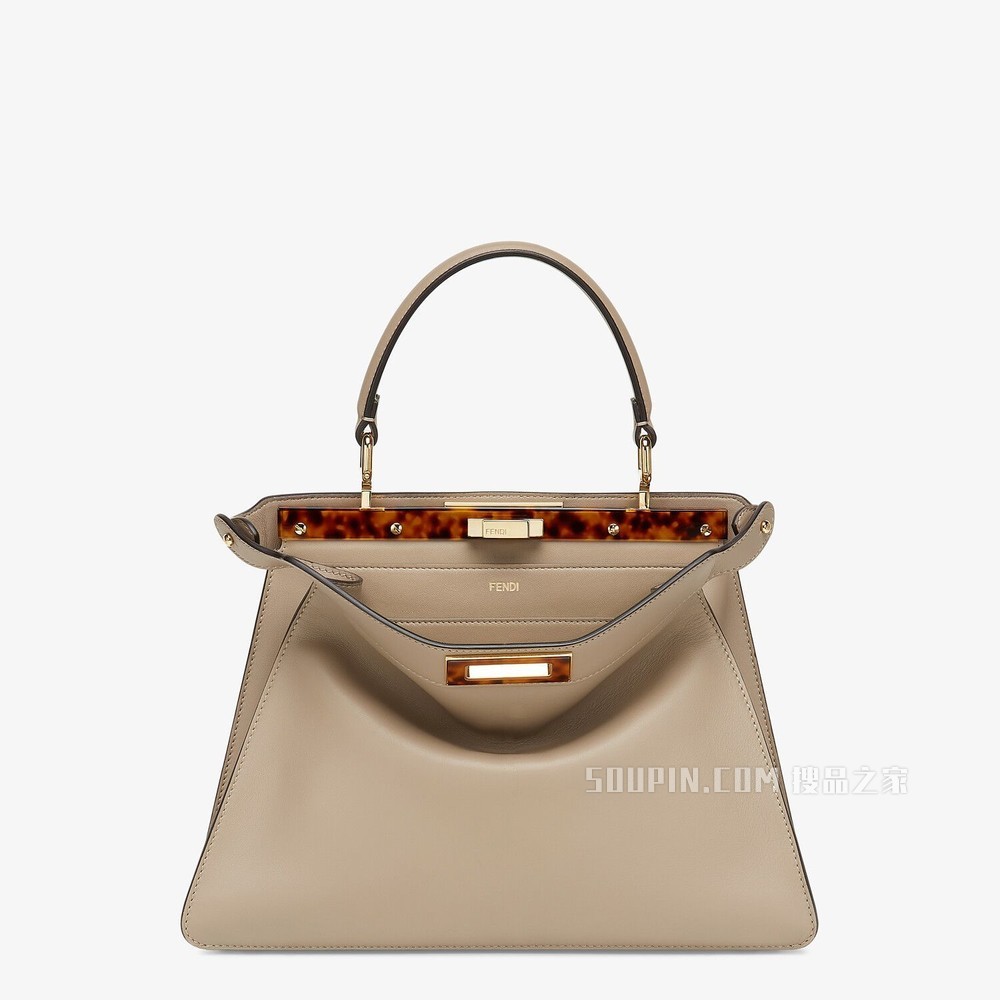 PEEKABOO ISEEU中号手袋 鸽子灰皮质手袋