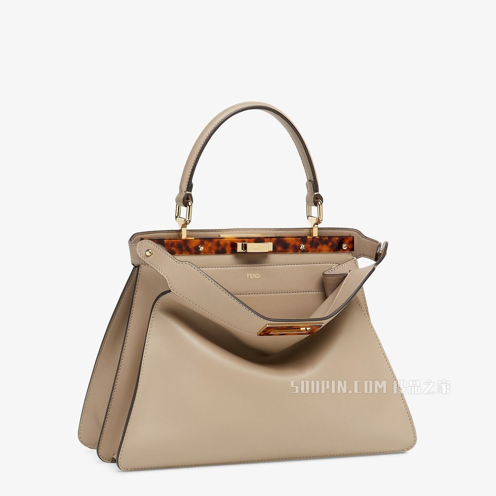 PEEKABOO ISEEU中号手袋 鸽子灰皮质手袋