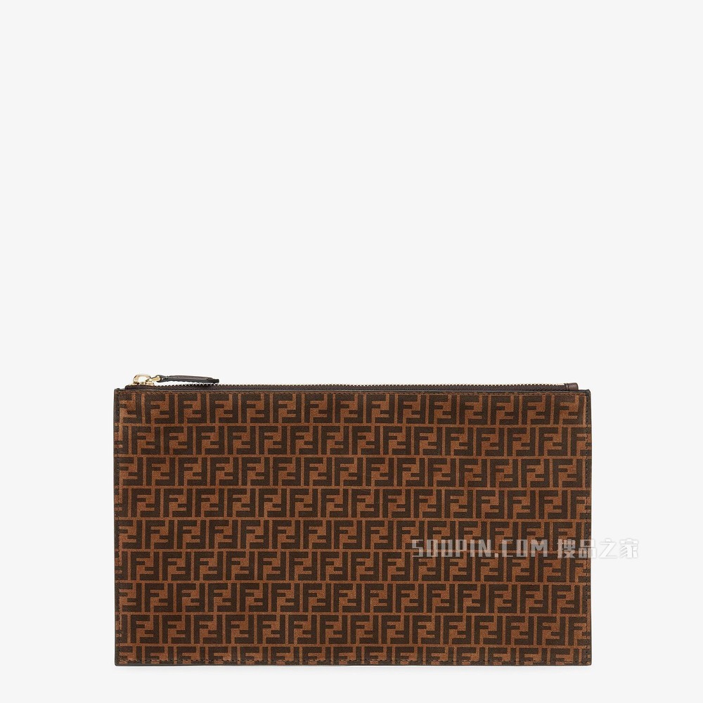 中号手拿包 棕色皮革手拿包