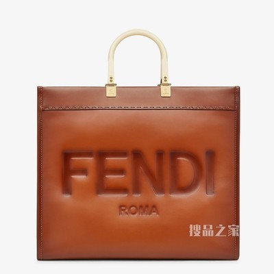 FENDI大号阳光购物手提袋 自然色皮革手提袋
