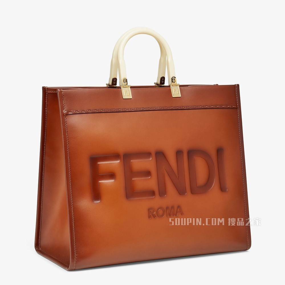 FENDI大号阳光购物手提袋 自然色皮革手提袋