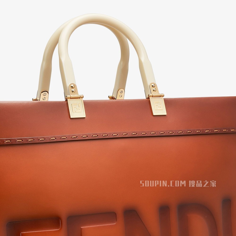 FENDI大号阳光购物手提袋 自然色皮革手提袋