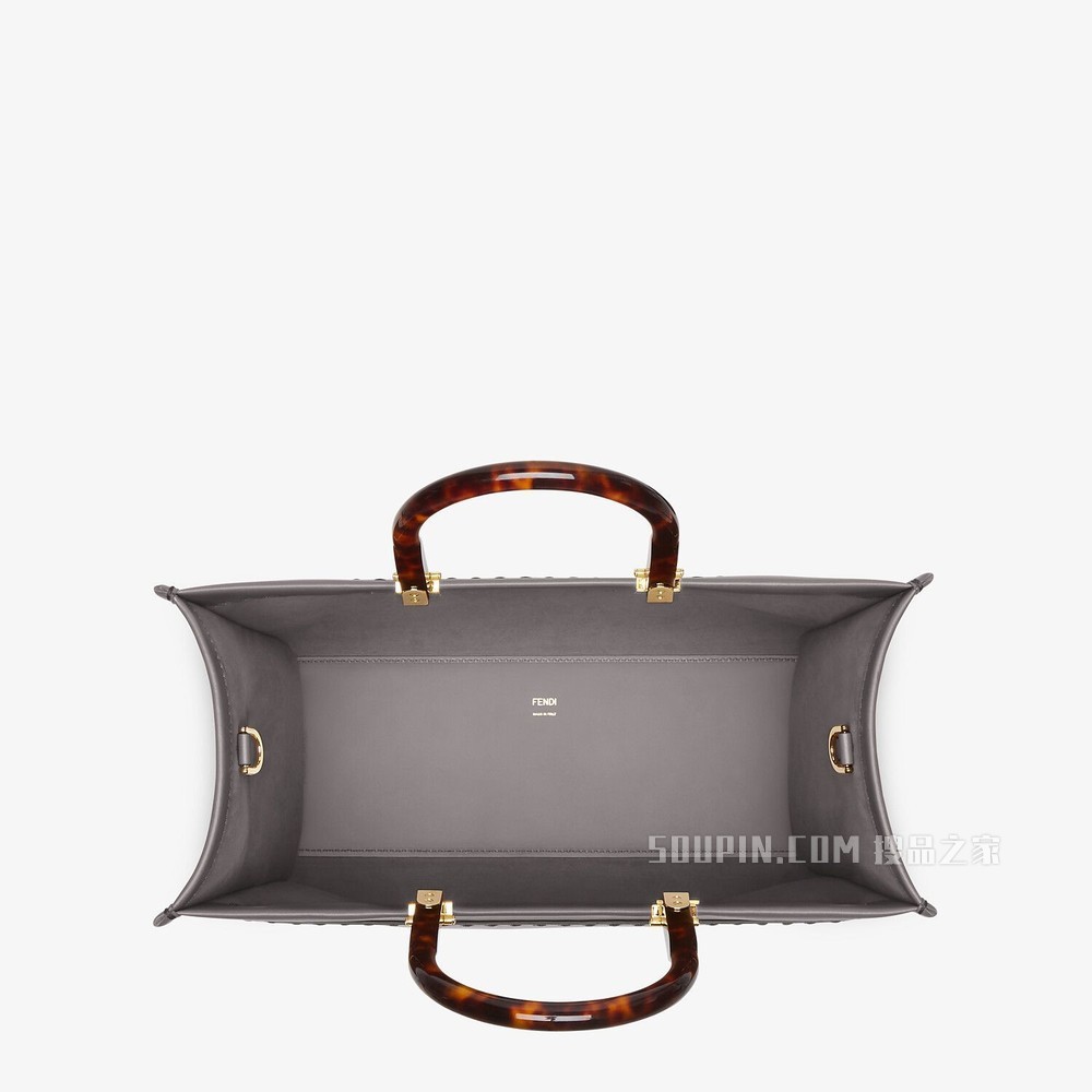 FENDI SUNSHINE中号手提袋 灰色皮革手提袋
