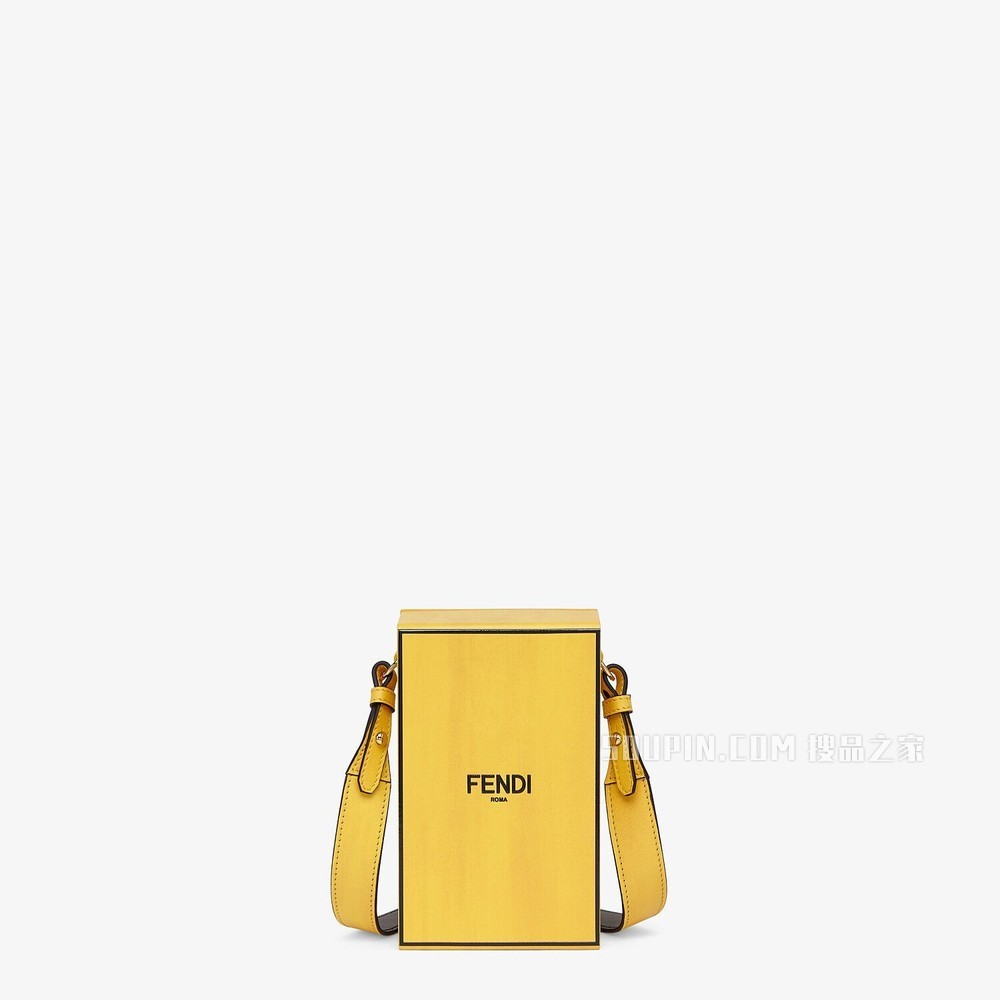 FENDI PACK盒子造型手袋 黄色皮革手袋