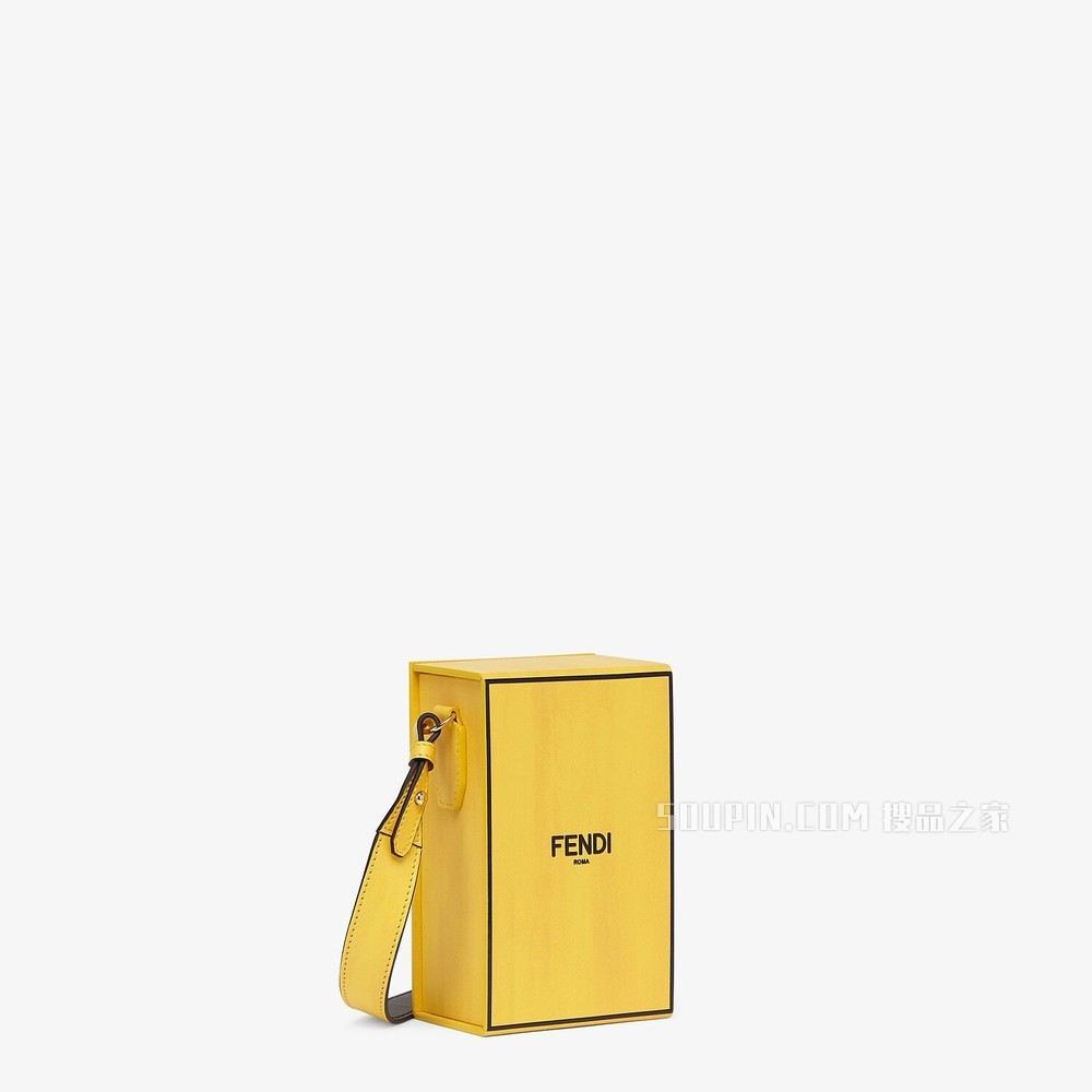 FENDI PACK盒子造型手袋 黄色皮革手袋