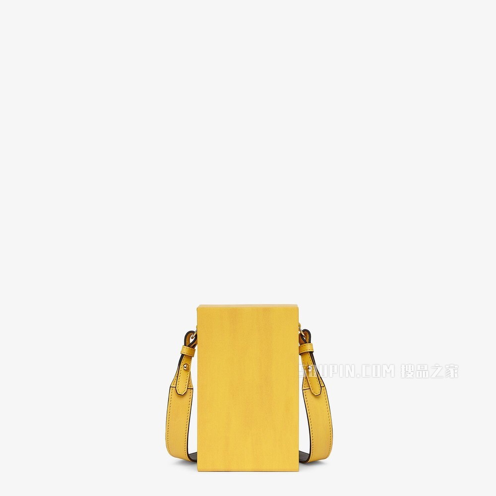 FENDI PACK盒子造型手袋 黄色皮革手袋