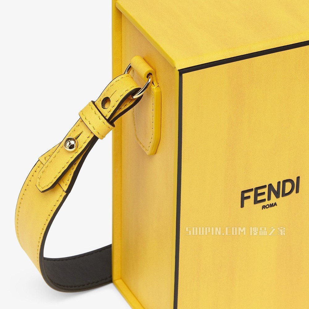 FENDI PACK盒子造型手袋 黄色皮革手袋