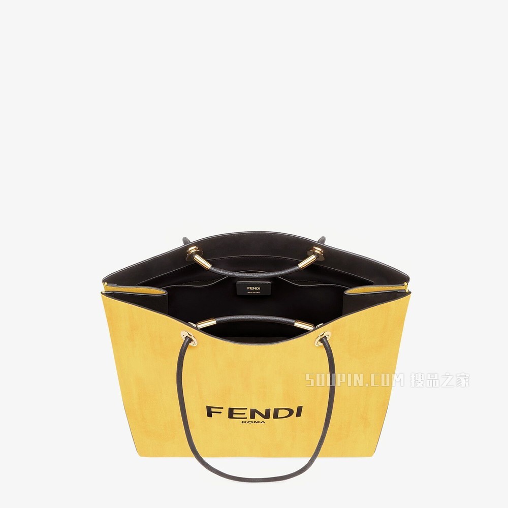 FENDI PACK中号购物袋 黄色皮革手袋