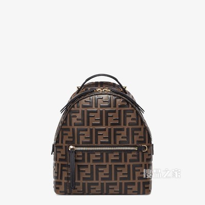 棕色皮革FF双肩包 棕色皮革FF背包