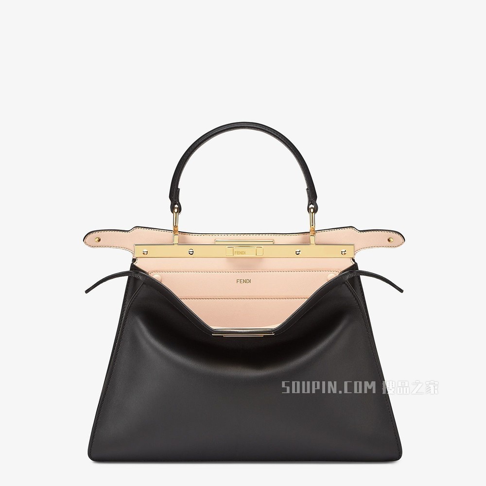 PEEKABOO ISEEU中号手袋 黑色皮革手袋