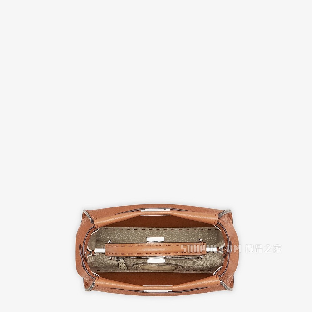 PEEKABOO 迷你手袋 棕色皮革手袋