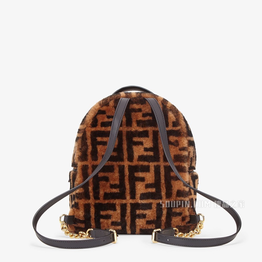 棕色羊皮小双肩包 棕色羊皮小背包